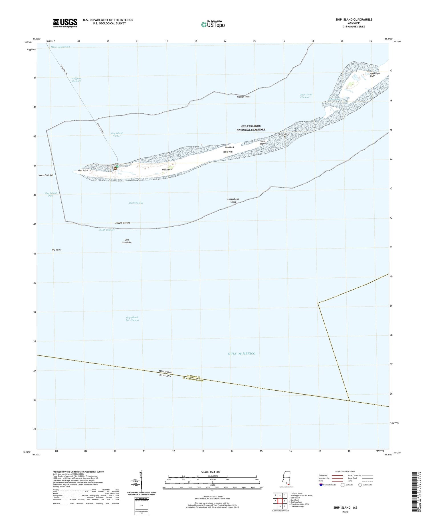 Ship Island Mississippi US Topo Map Image