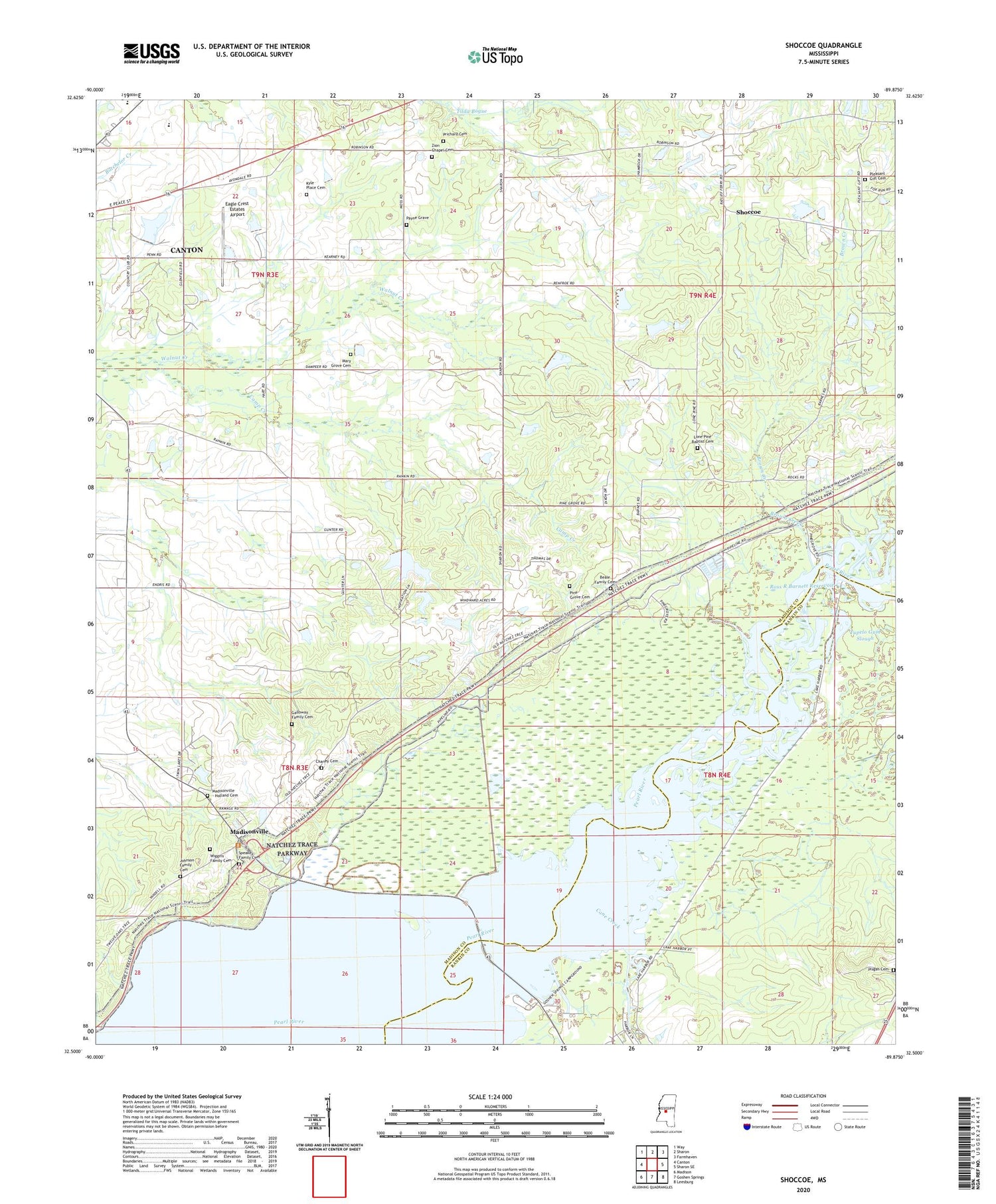 Shoccoe Mississippi US Topo Map Image