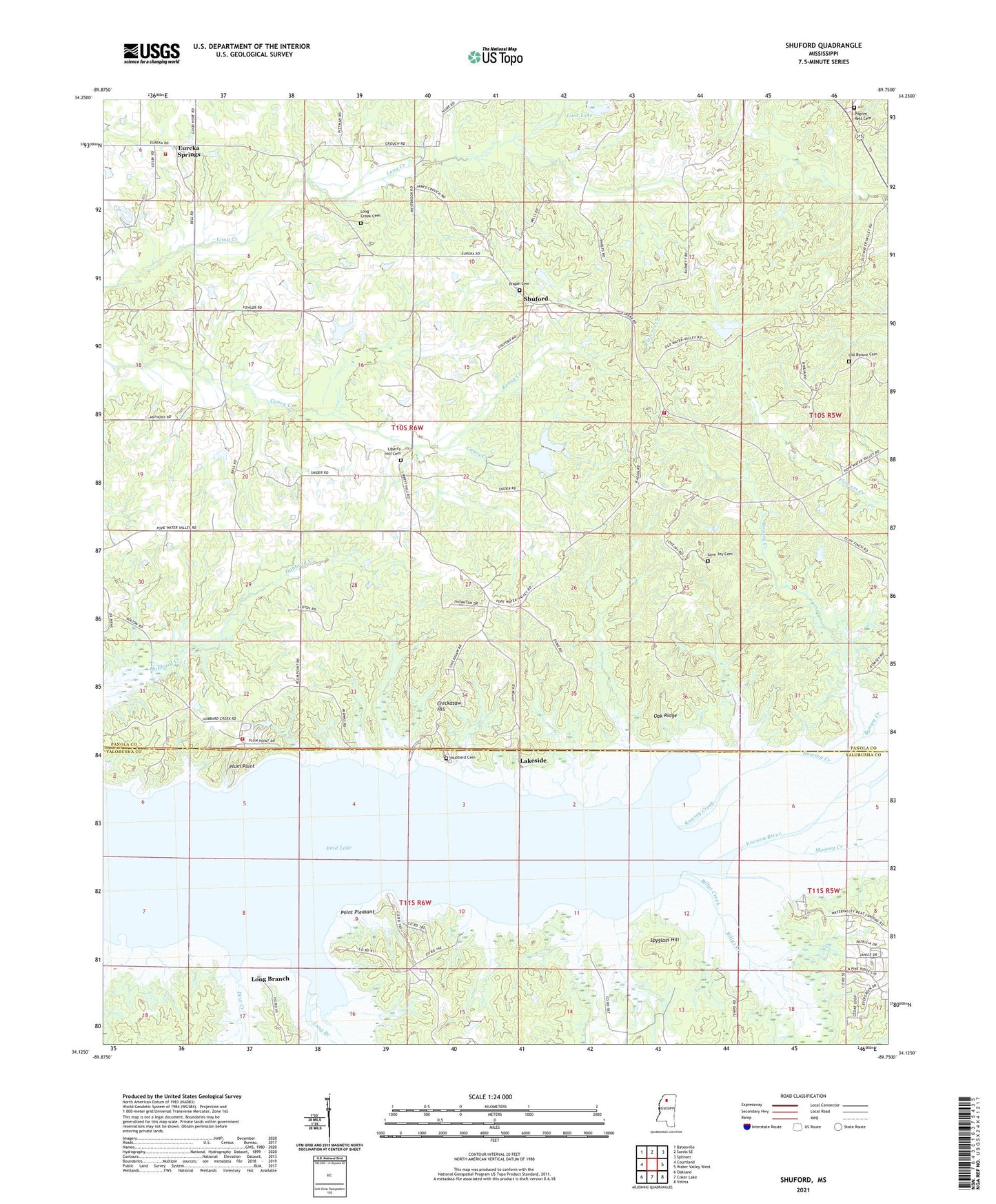 Shuford Mississippi US Topo Map Image