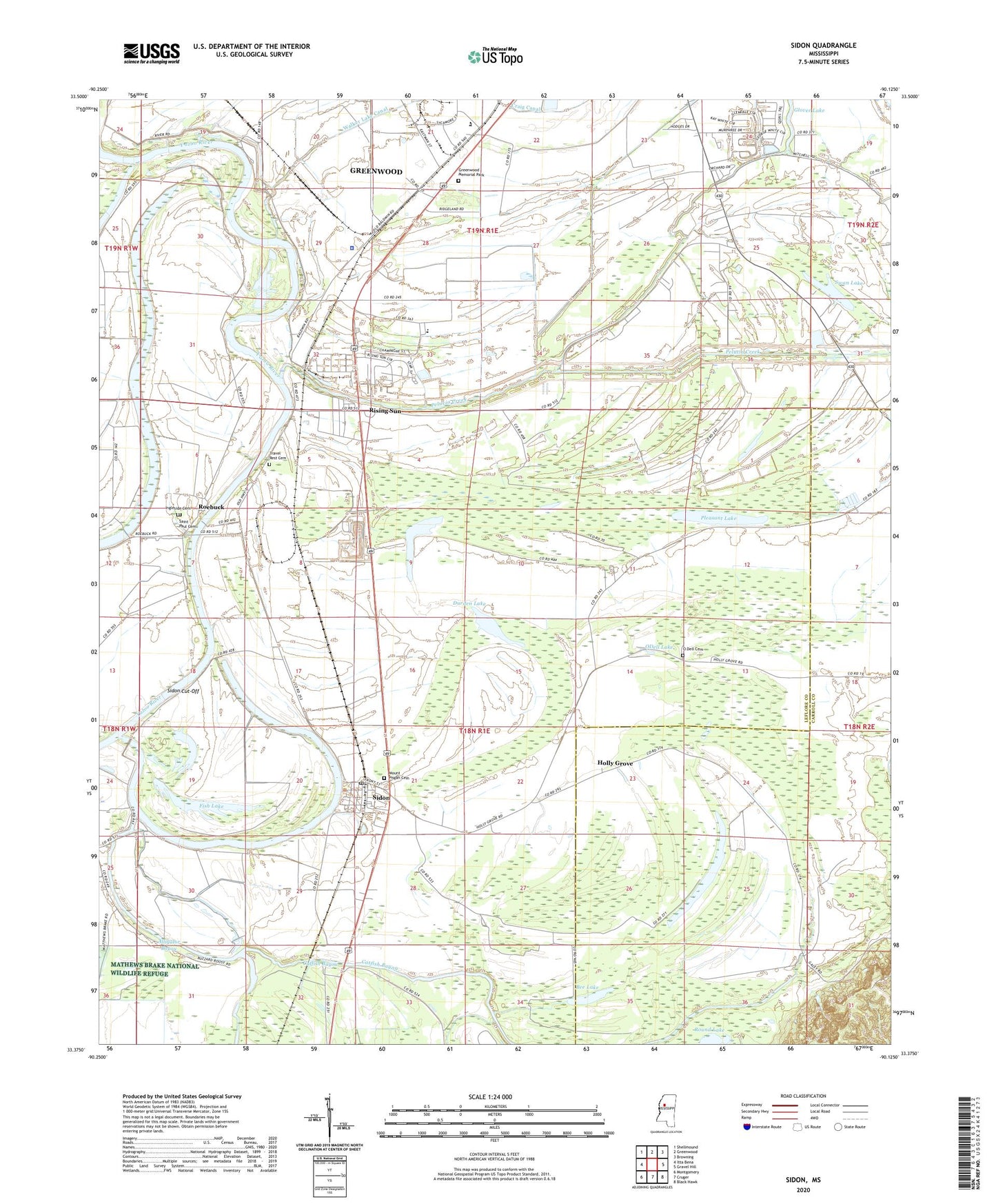 Sidon Mississippi US Topo Map Image