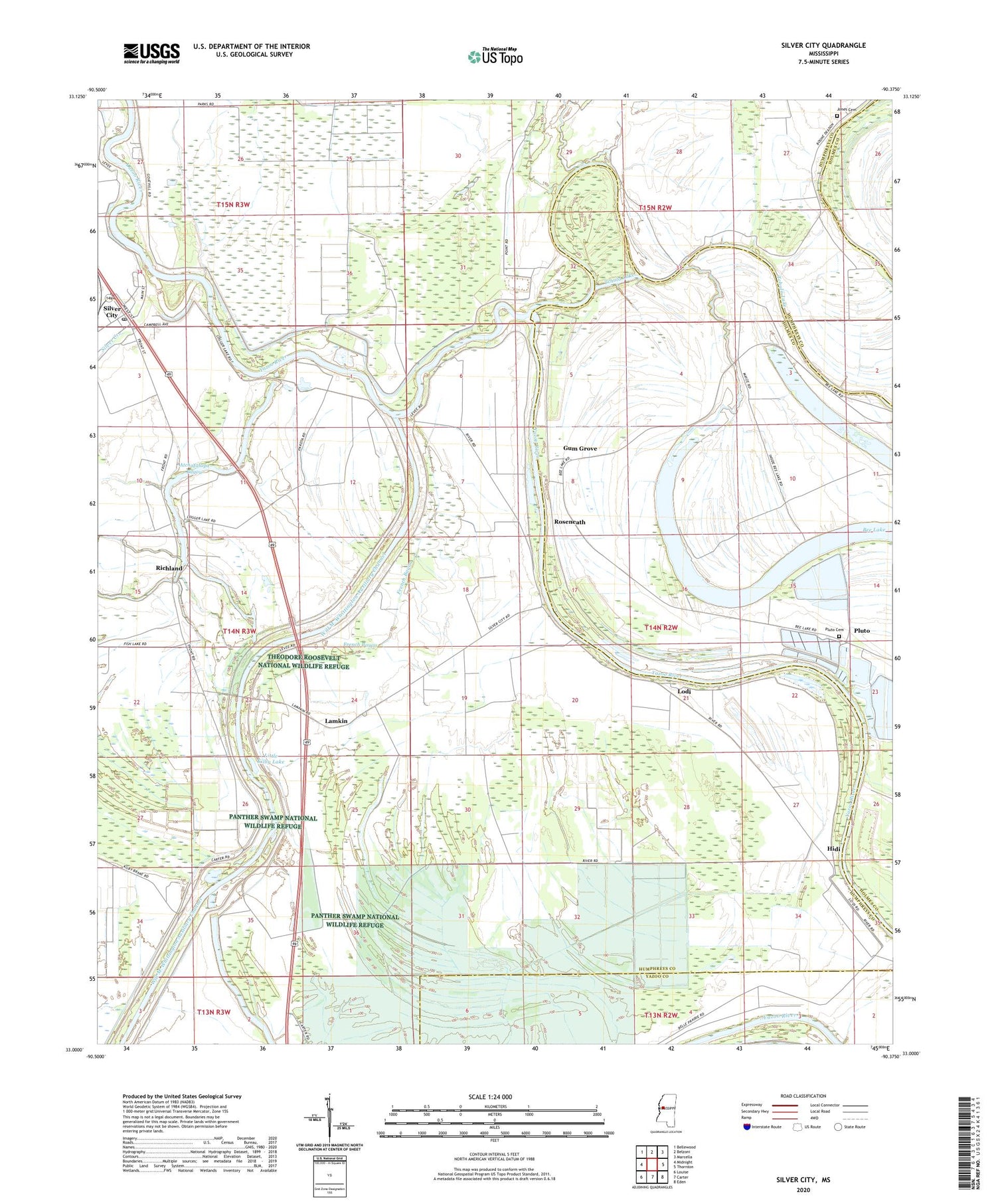 Silver City Mississippi US Topo Map Image