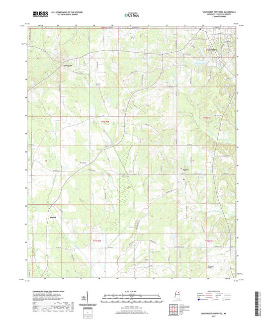 Southwest Pontotoc Mississippi US Topo Map Image