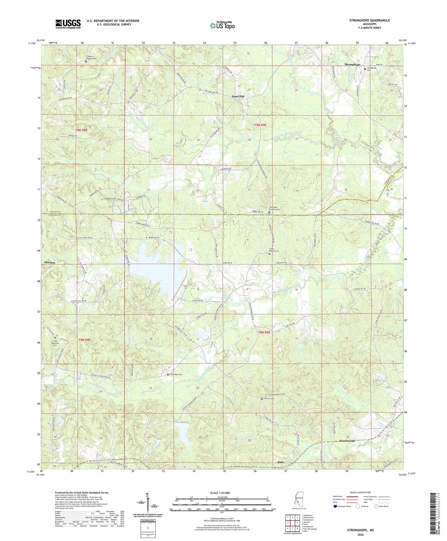 Stronghope Mississippi US Topo Map Image