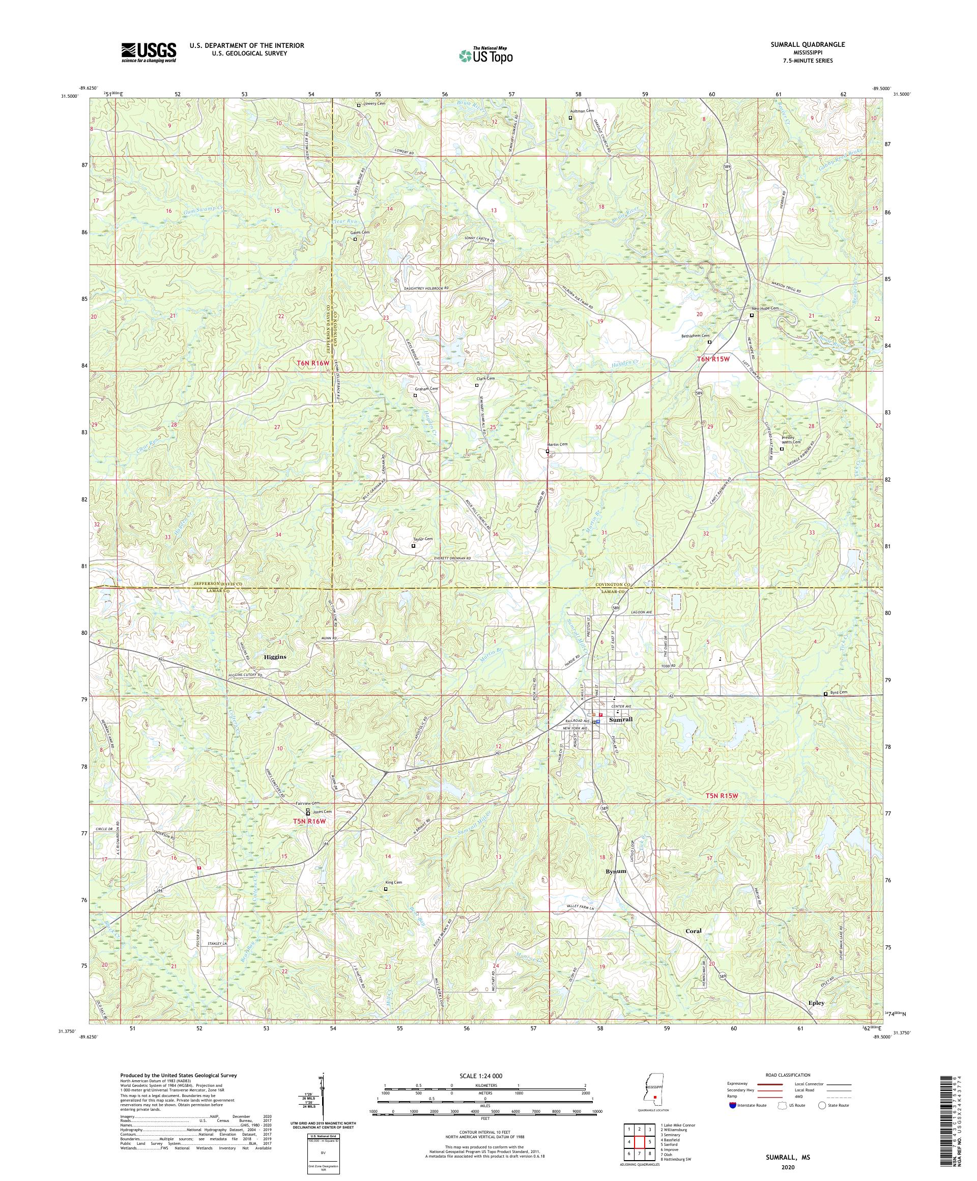 Sumrall Mississippi US Topo Map – MyTopo Map Store