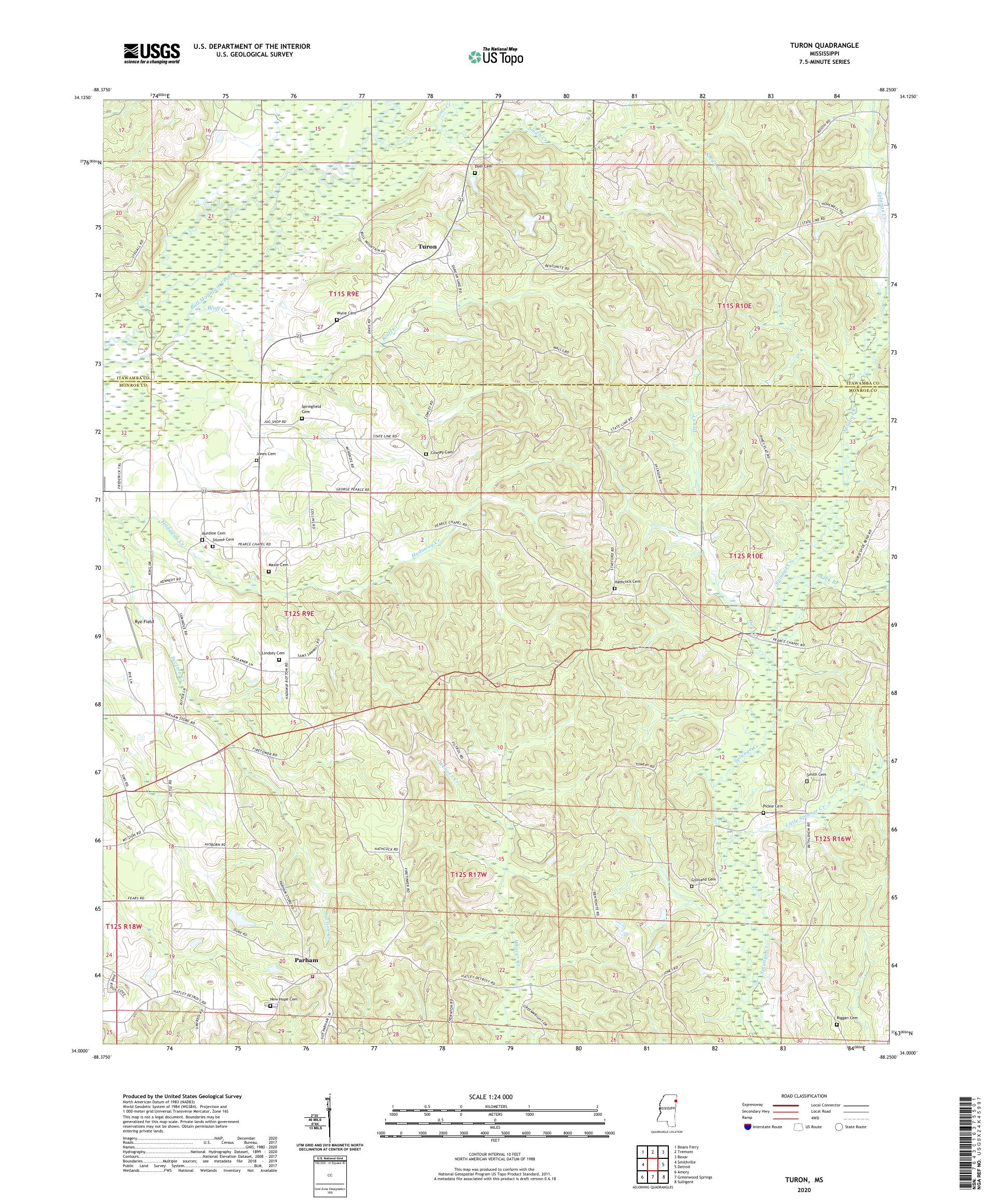 Turon Mississippi US Topo Map – MyTopo Map Store