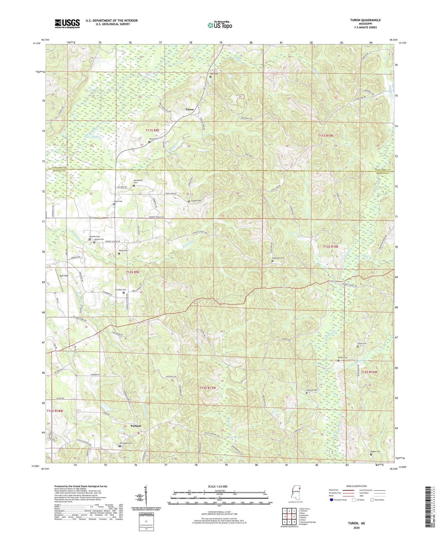 Turon Mississippi US Topo Map Image