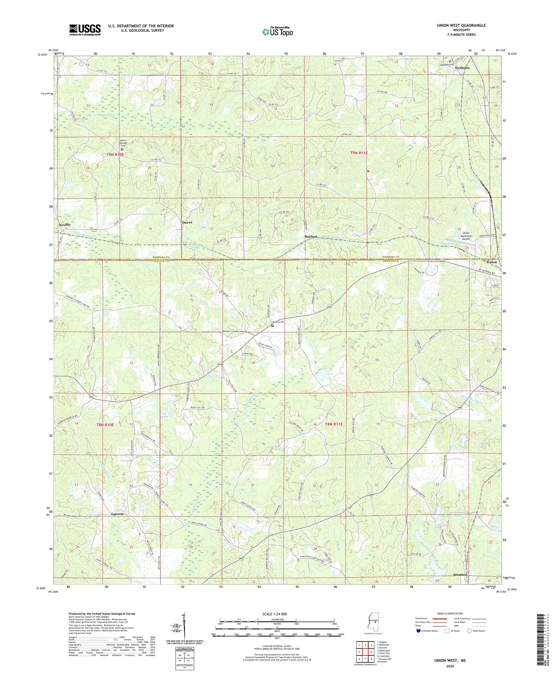 Union West Mississippi US Topo Map – MyTopo Map Store