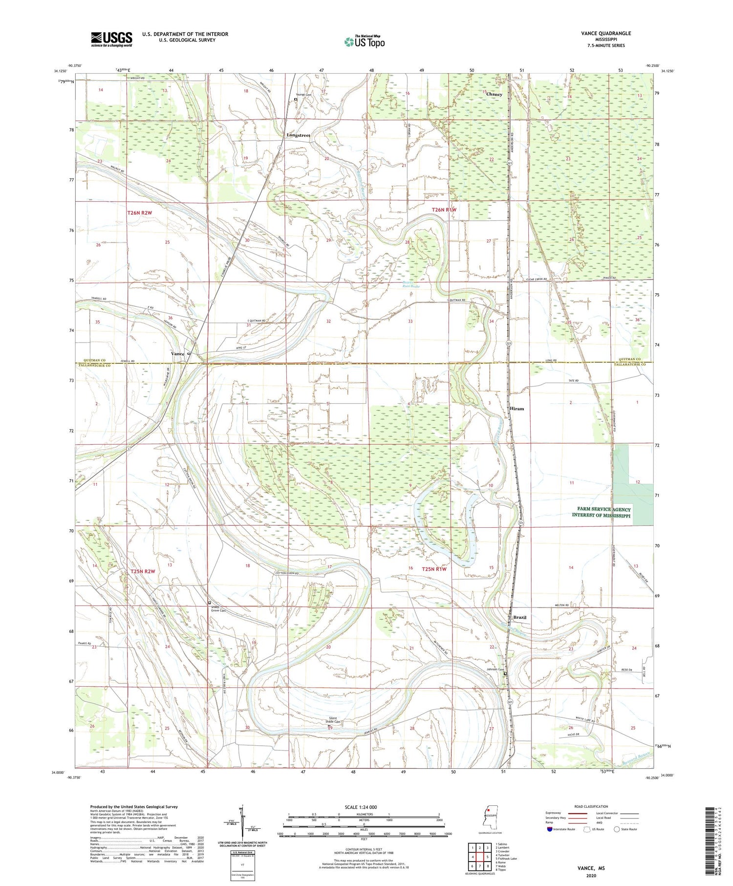 Vance Mississippi US Topo Map Image