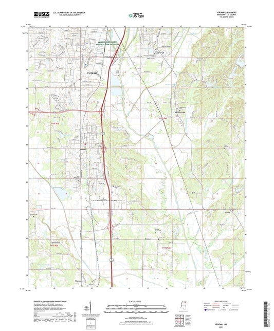 Verona Mississippi US Topo Map Image