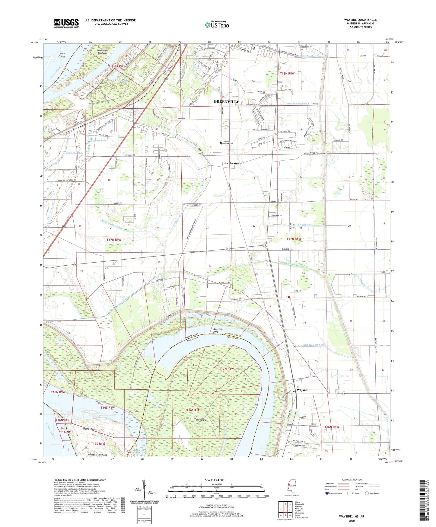 Wayside Mississippi US Topo Map Image
