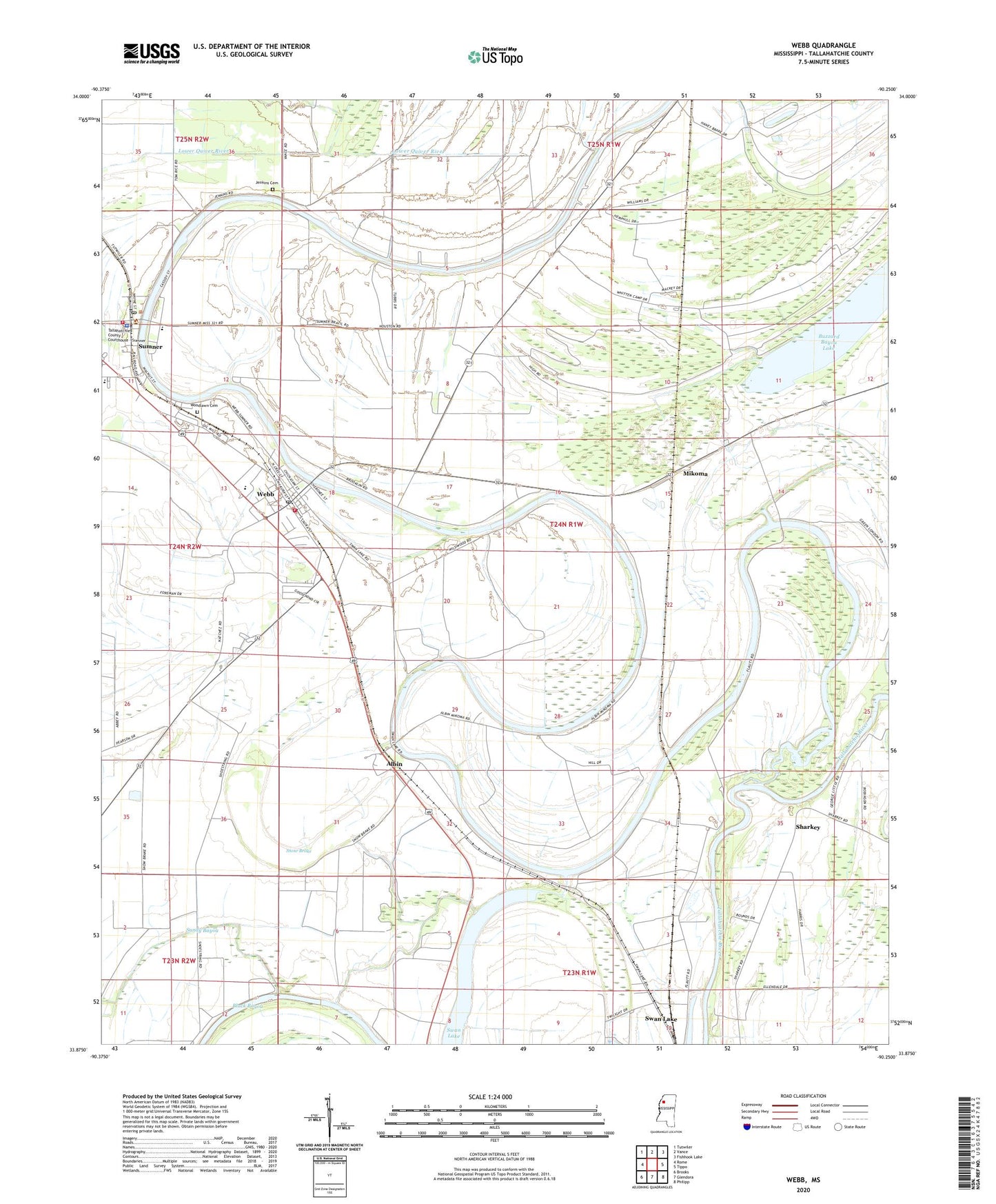 Webb Mississippi US Topo Map Image