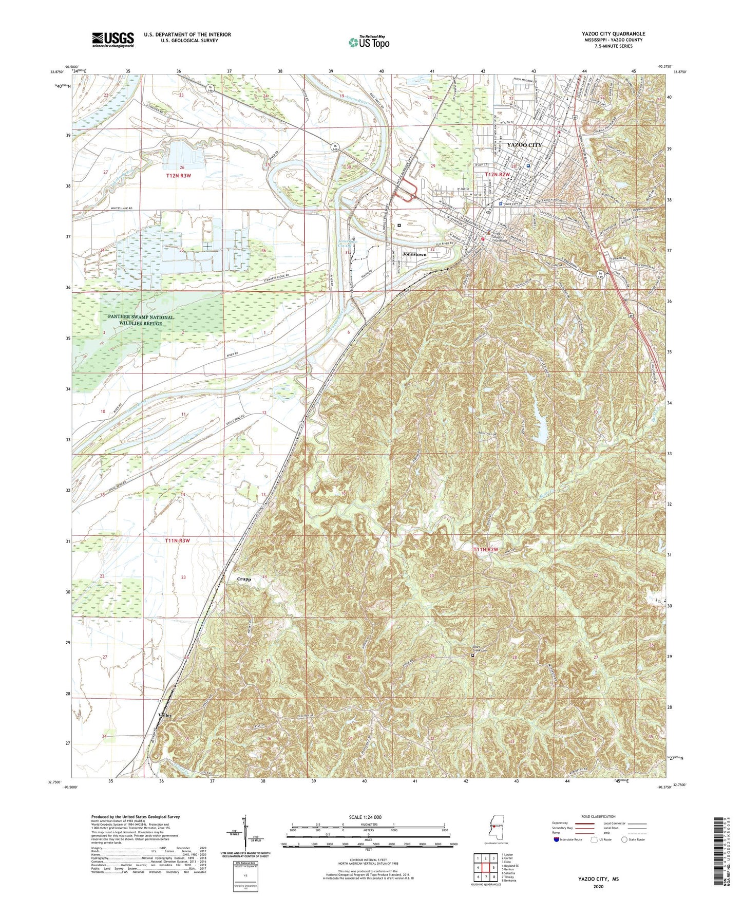 Yazoo City Mississippi US Topo Map Image