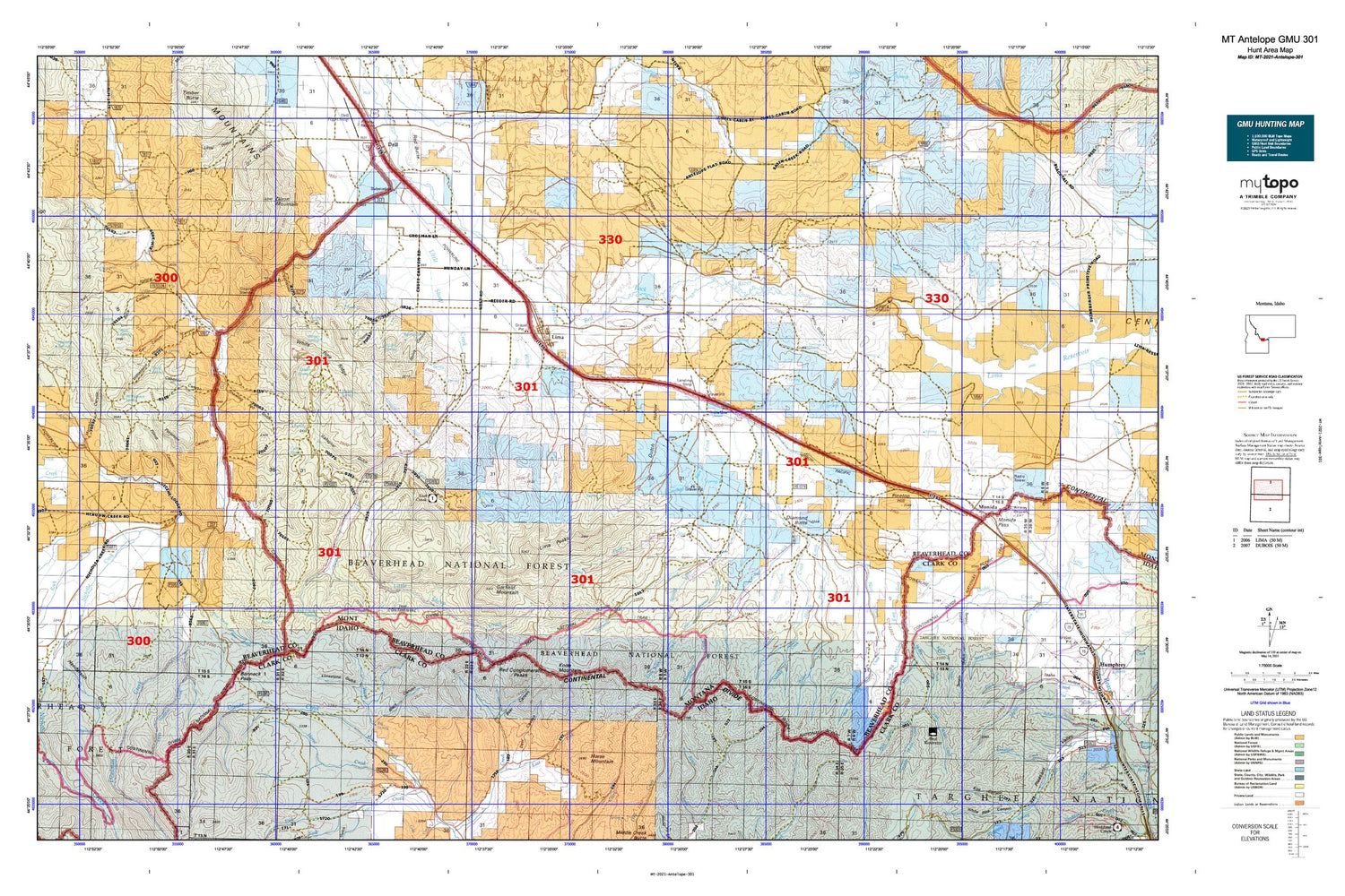 Montana Antelope GMU 301 Map Image