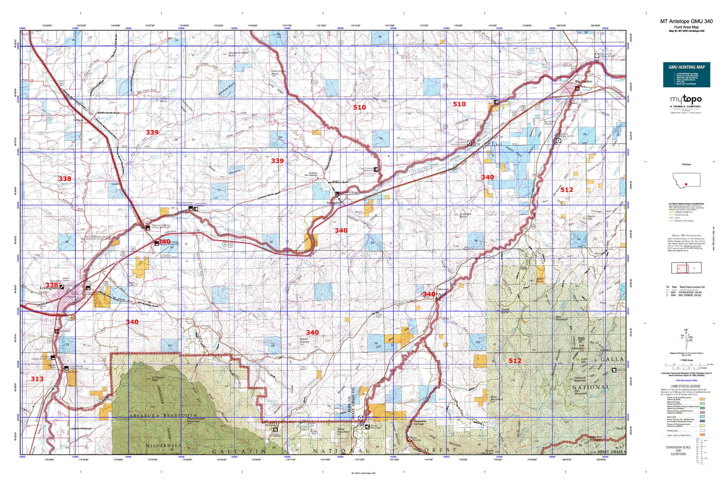 Montana Antelope GMU 340 Map Image