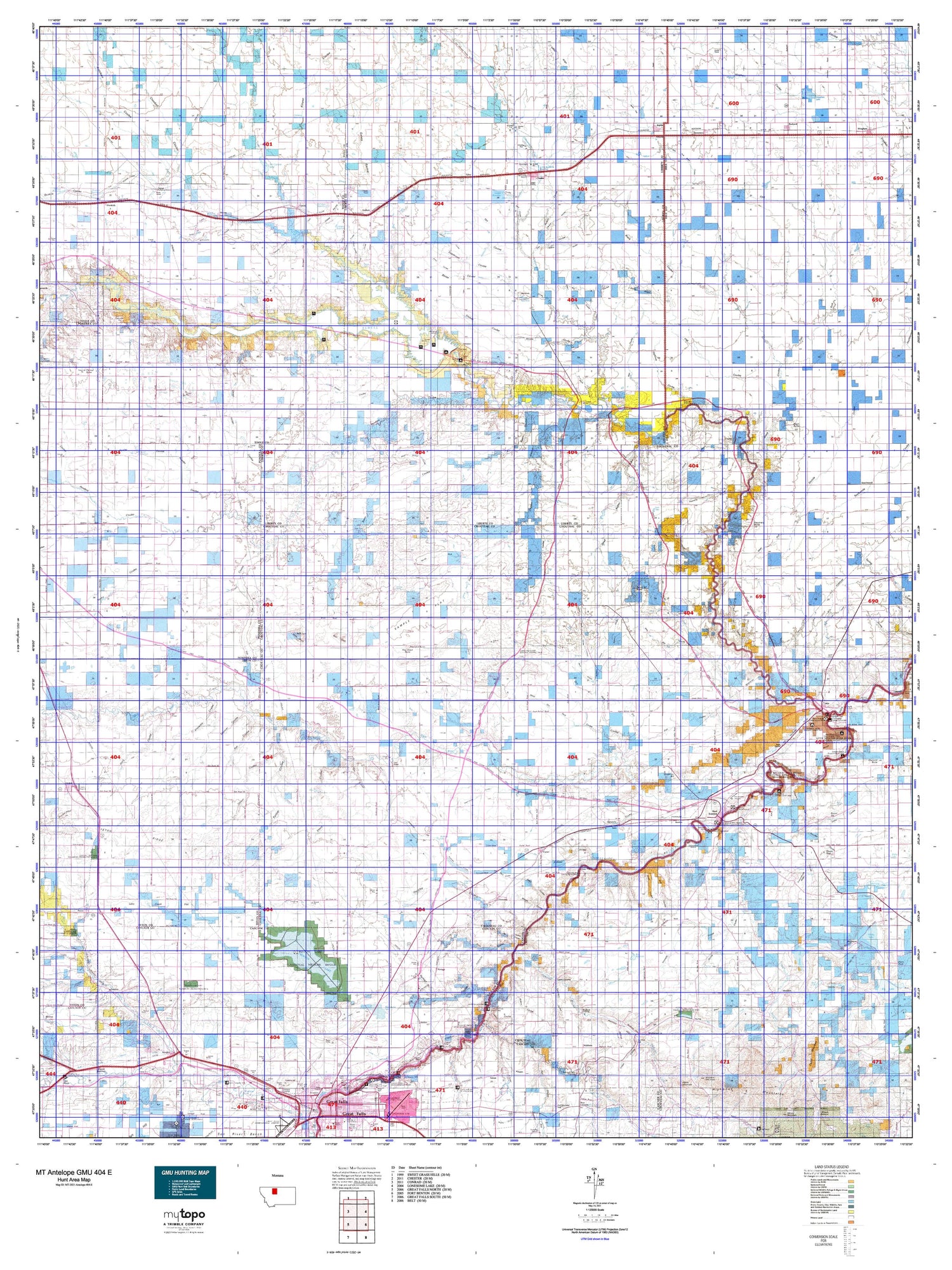 Montana Antelope GMU 404 E Map Image