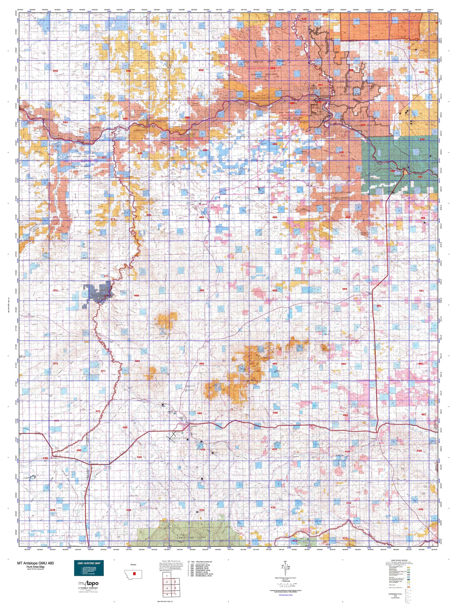 Montana Antelope GMU 480 Map Image