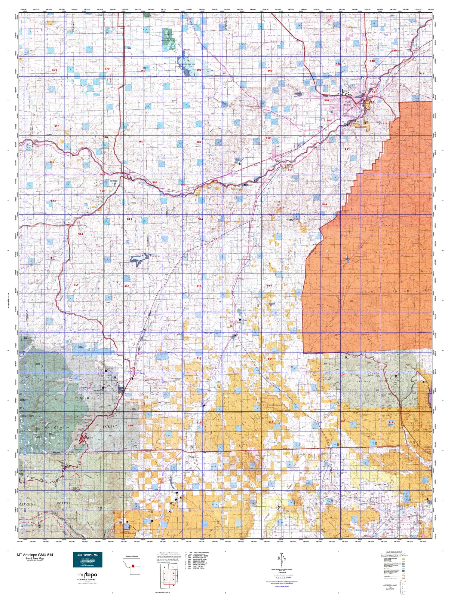 Montana Antelope GMU 514 Map Image