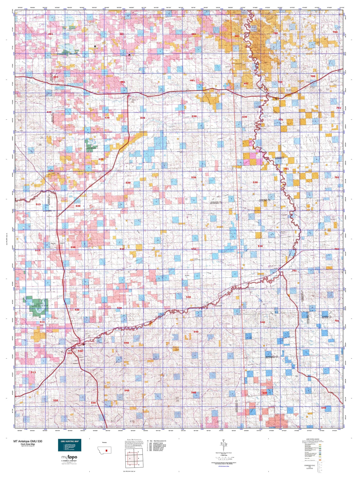 Montana Antelope GMU 530 Map Image