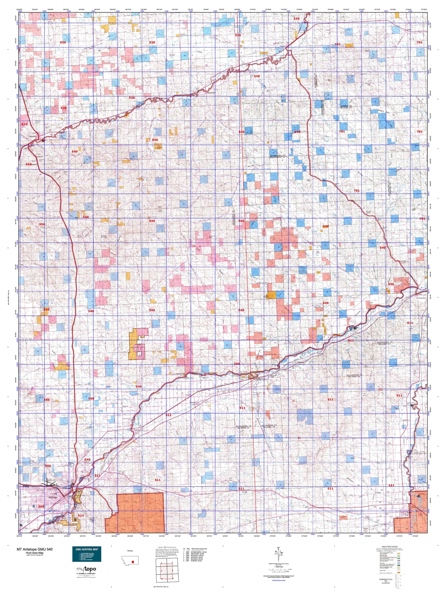 Montana Antelope GMU 540 Map Image