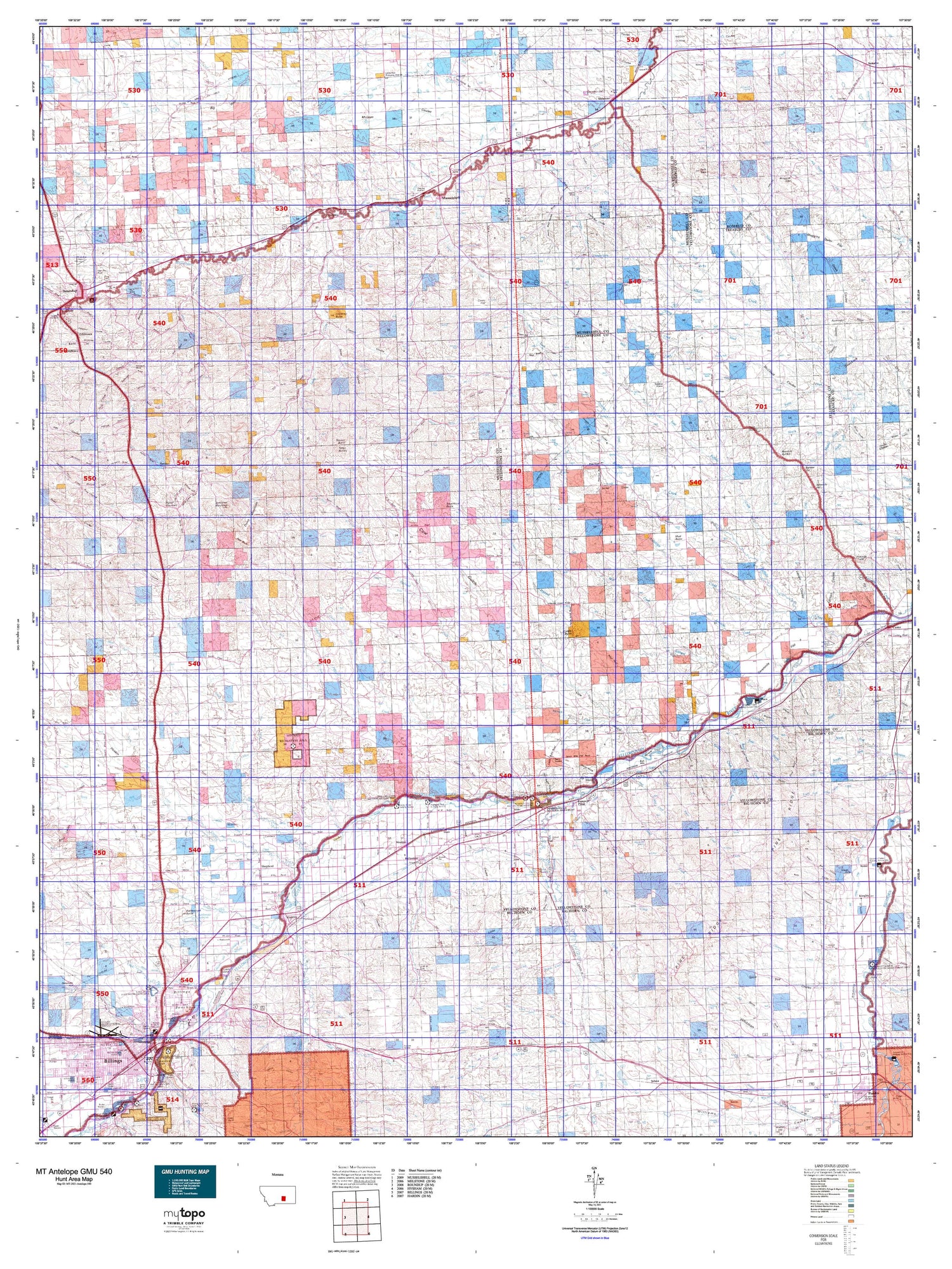 Montana Antelope GMU 540 Map Image