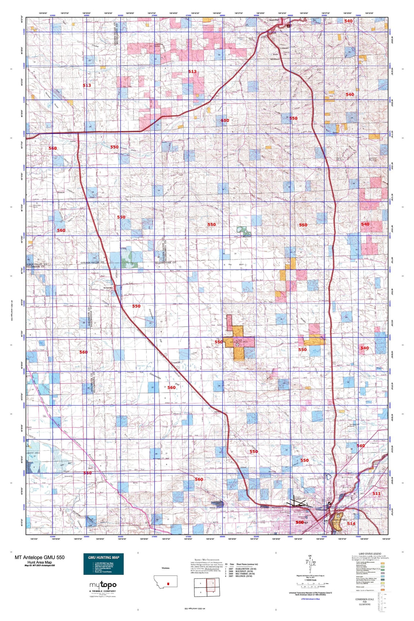 Montana Antelope GMU 550 Map Image