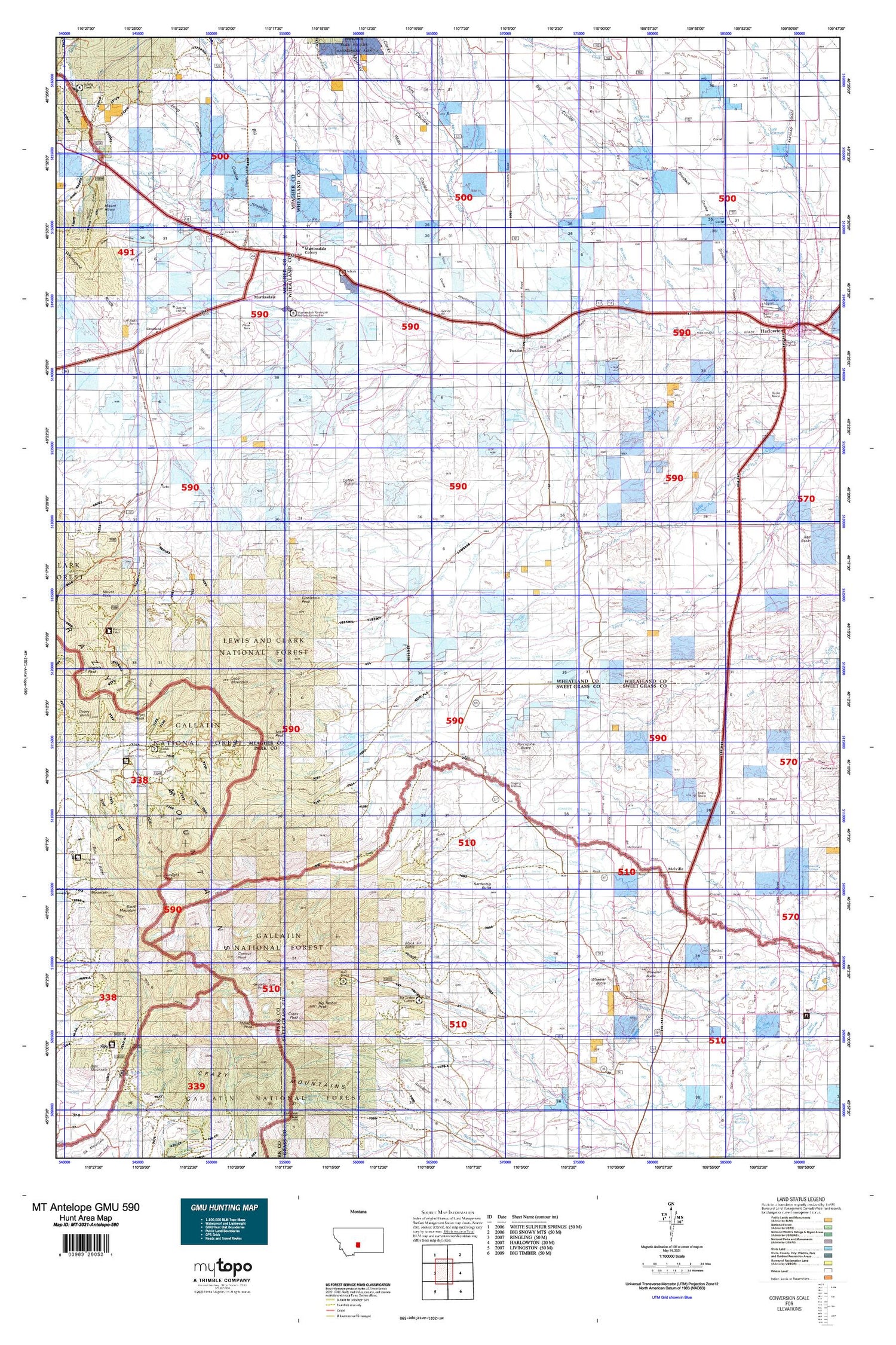 Montana Antelope GMU 590 Map Image