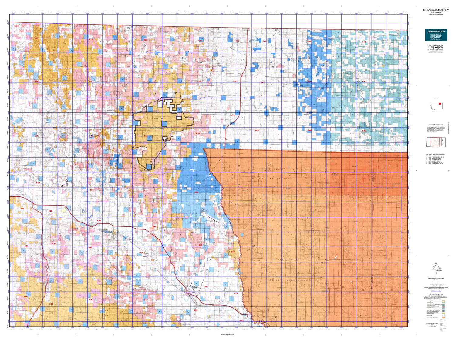 Montana Antelope GMU 670 W Map Image