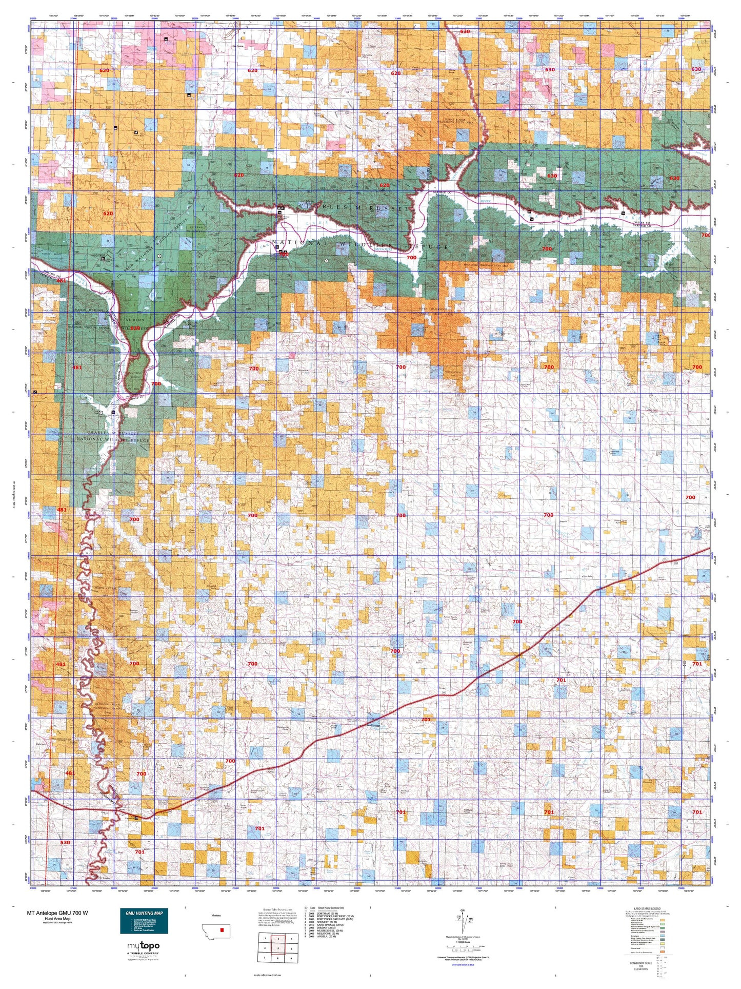 Montana Antelope GMU 700 W Map Image