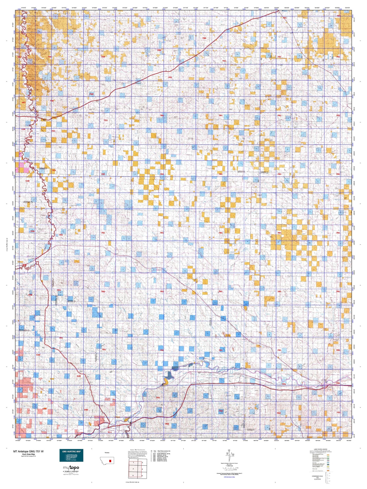 Montana Antelope GMU 701 W Map Image