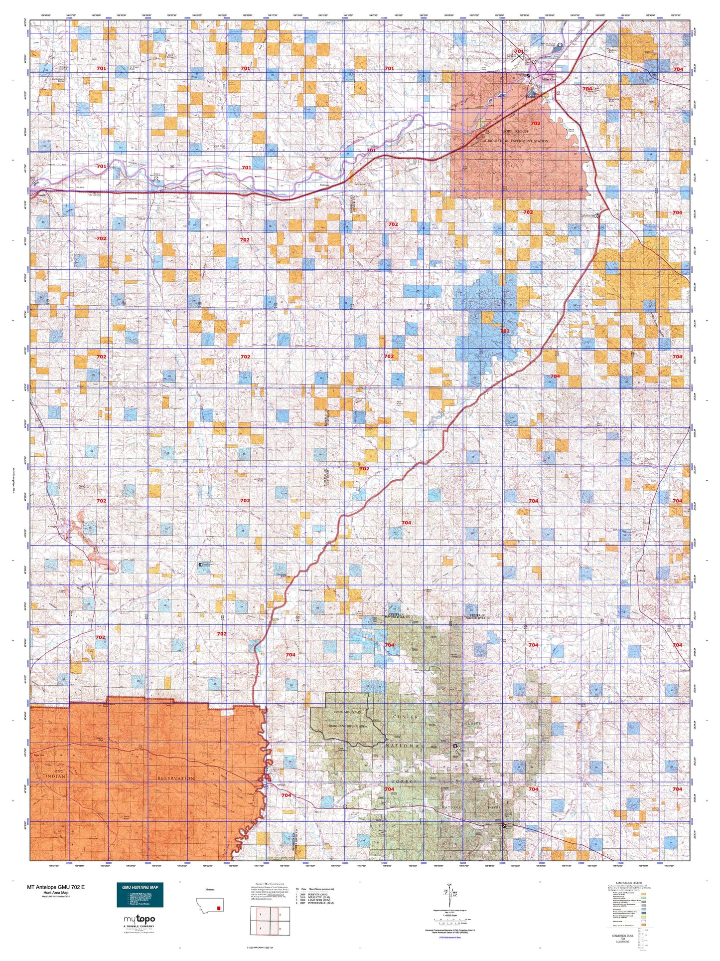 Montana Antelope GMU 702 E Map Image