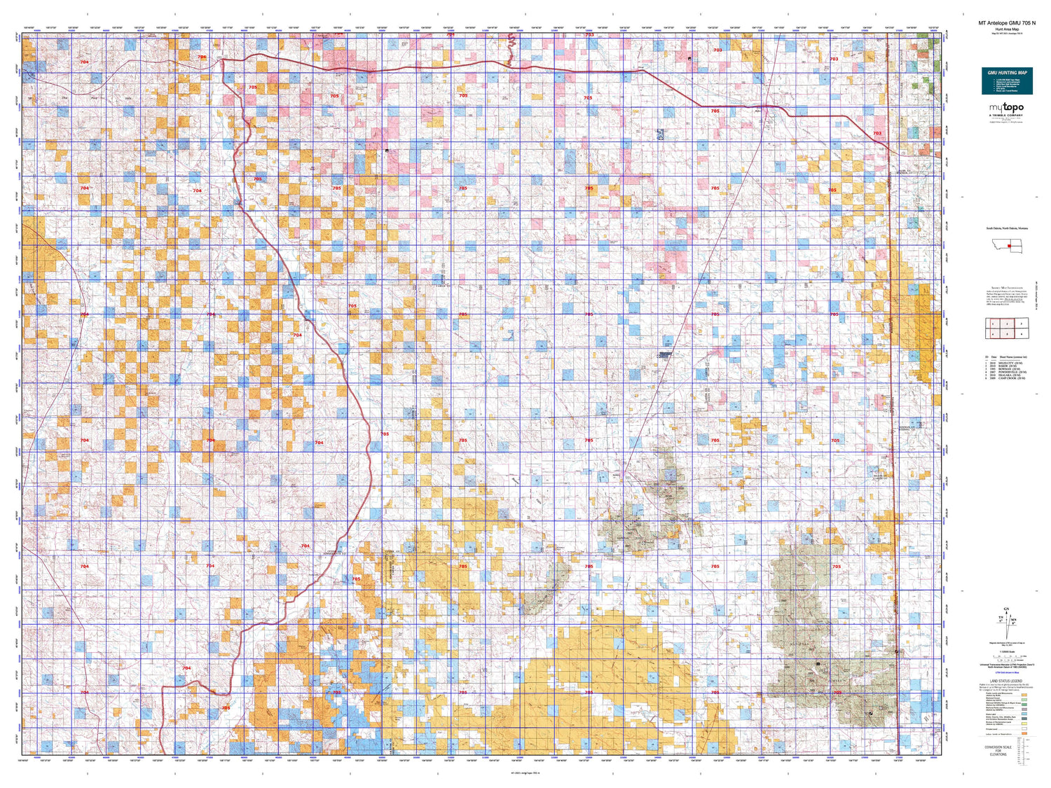 Montana Antelope GMU 705 N Map Image