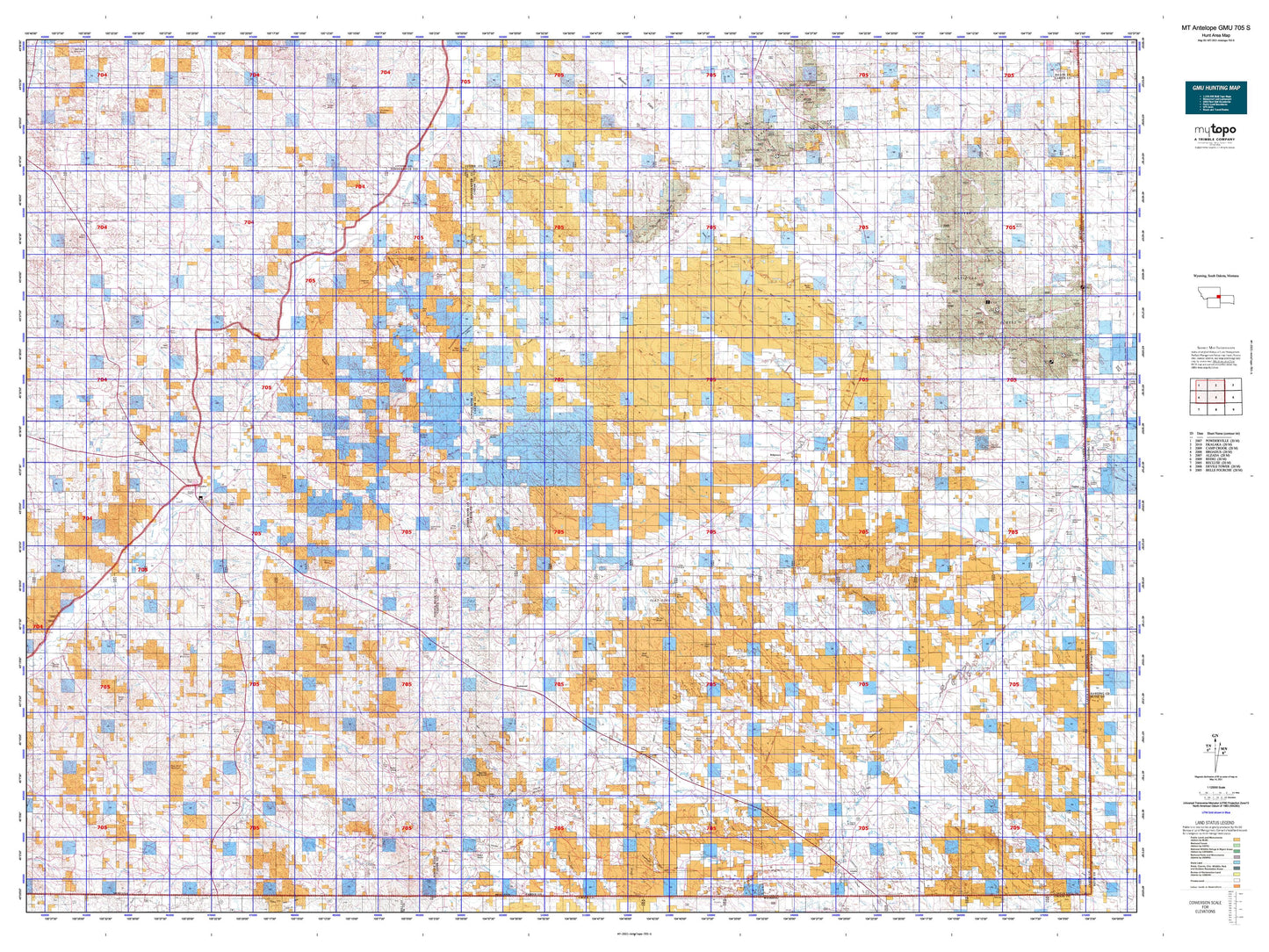 Montana Antelope GMU 705 S Map Image