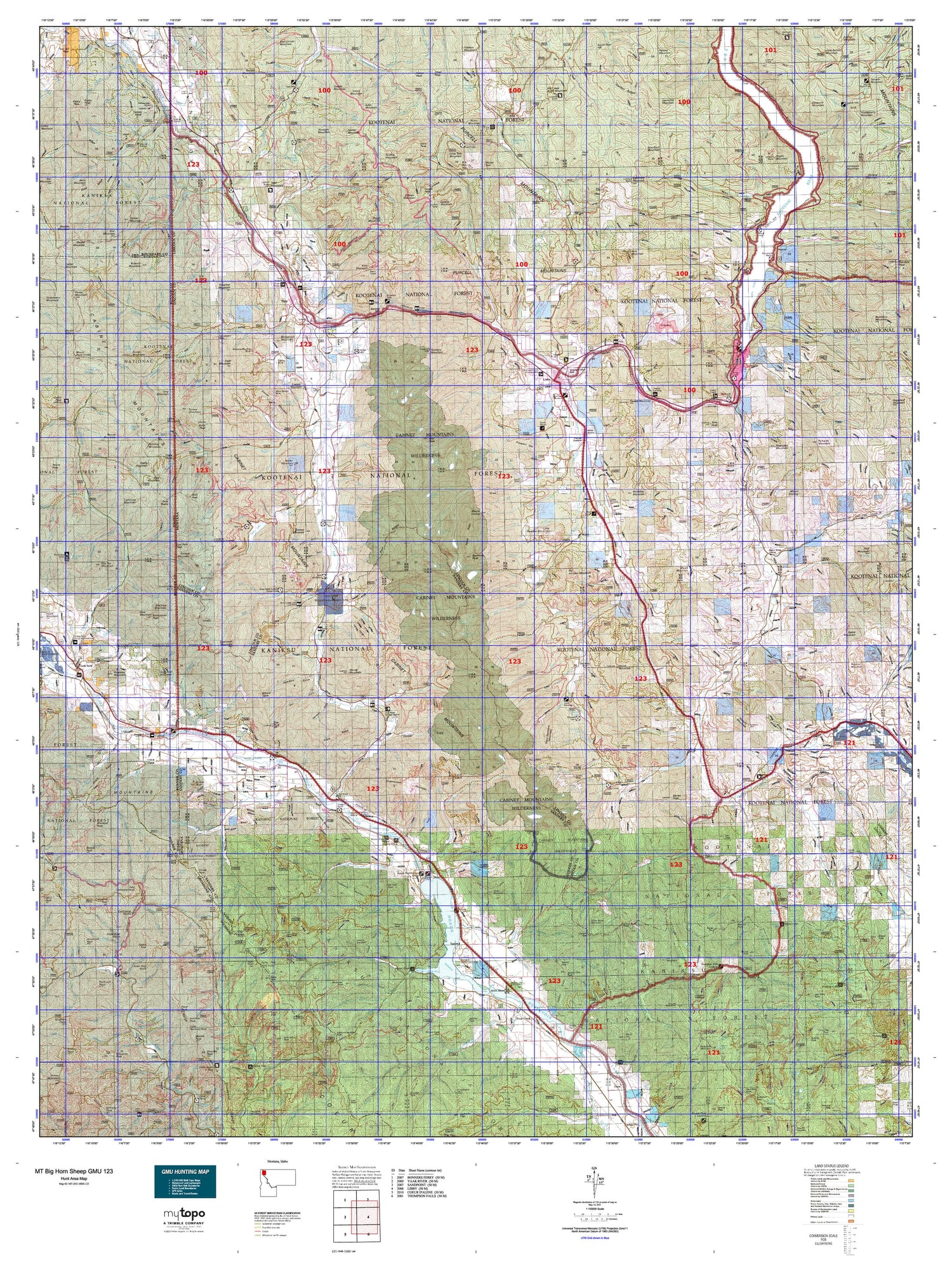Montana Big Horn Sheep GMU 123 Map Image