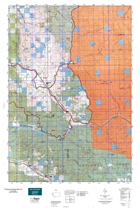 Montana Big Horn Sheep GMU 124 Map Image
