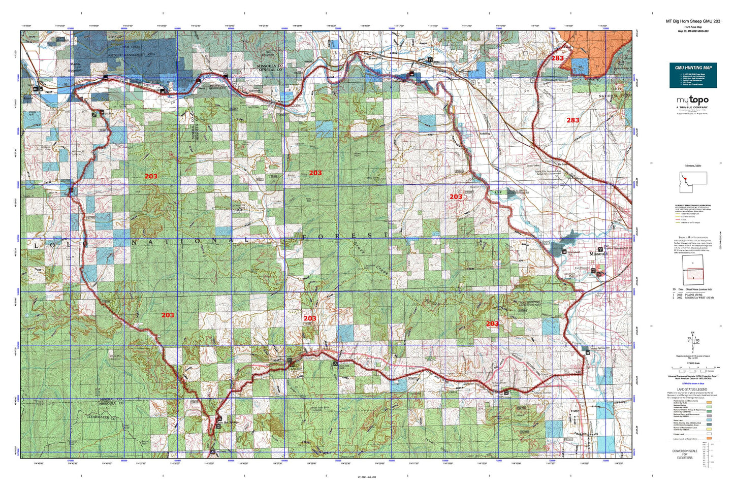Montana Big Horn Sheep GMU 203 Map Image