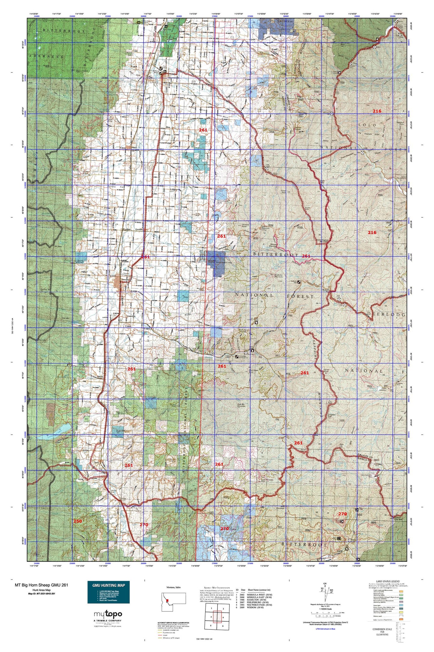 Montana Big Horn Sheep GMU 261 Map Image