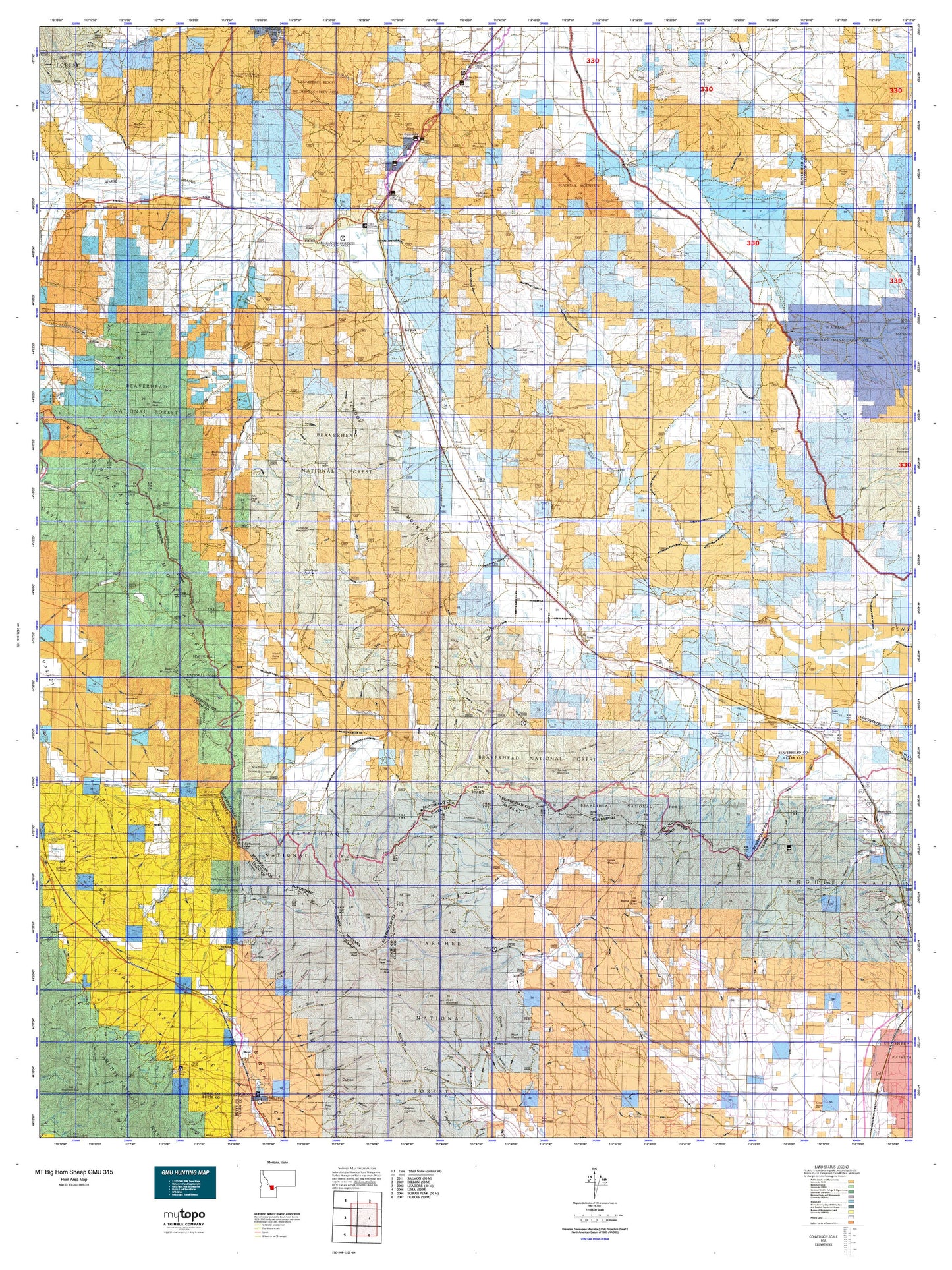 Montana Big Horn Sheep GMU 315 Map Image