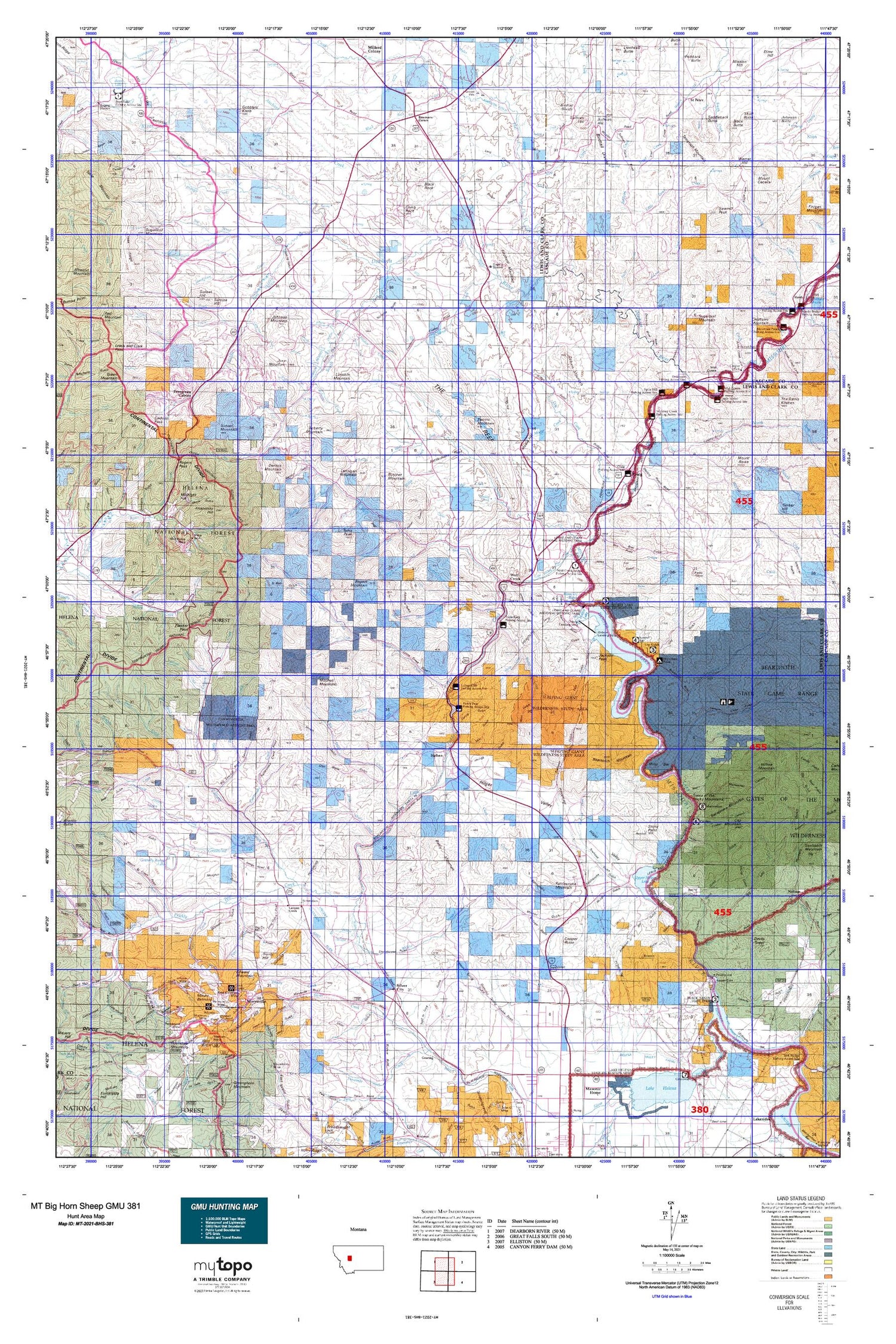 Montana Big Horn Sheep GMU 381 Map Image