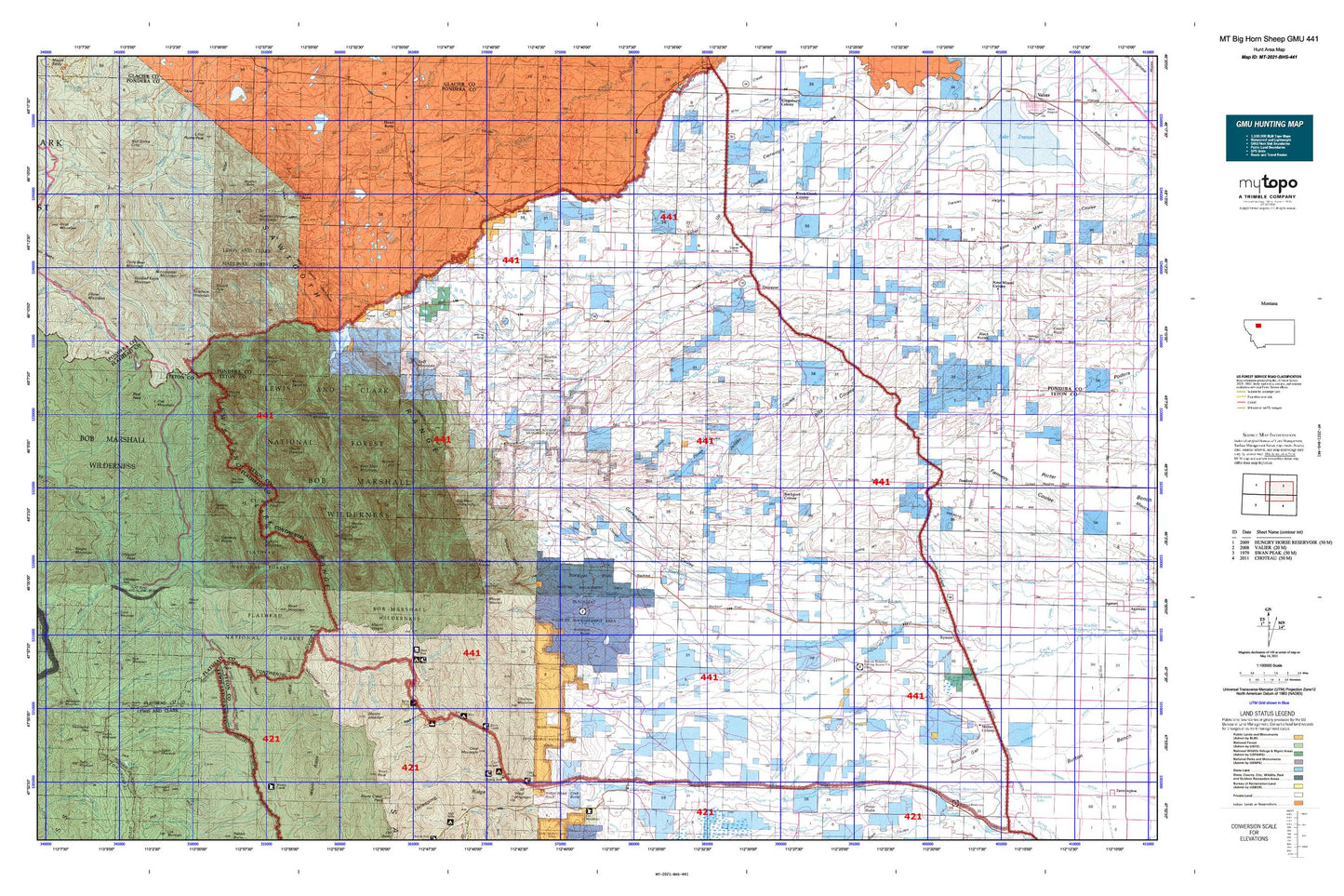 Montana Big Horn Sheep GMU 441 Map Image
