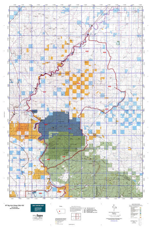 Montana Big Horn Sheep GMU 455 Map Image