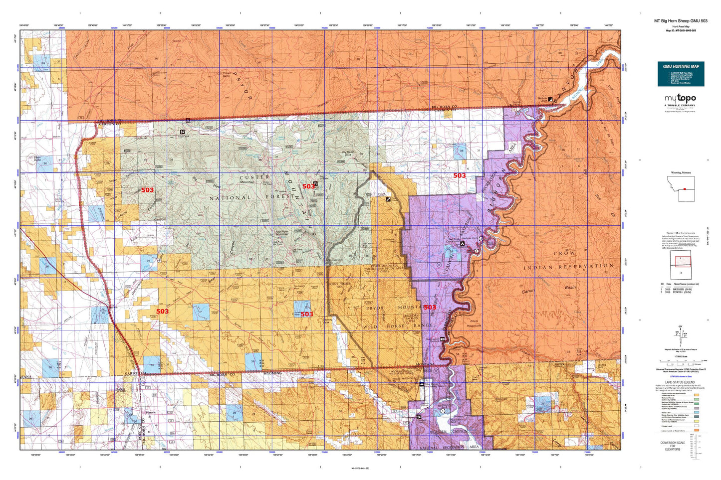 Montana Big Horn Sheep GMU 503 Map Image