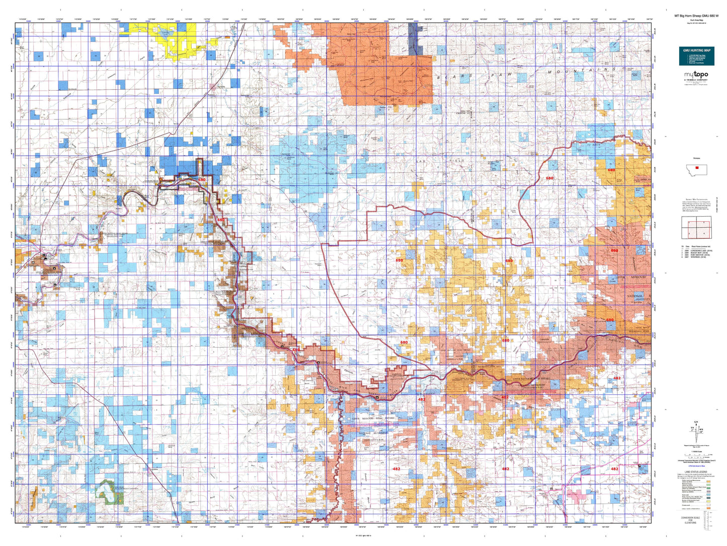 Montana Big Horn Sheep GMU 680 W Map Image