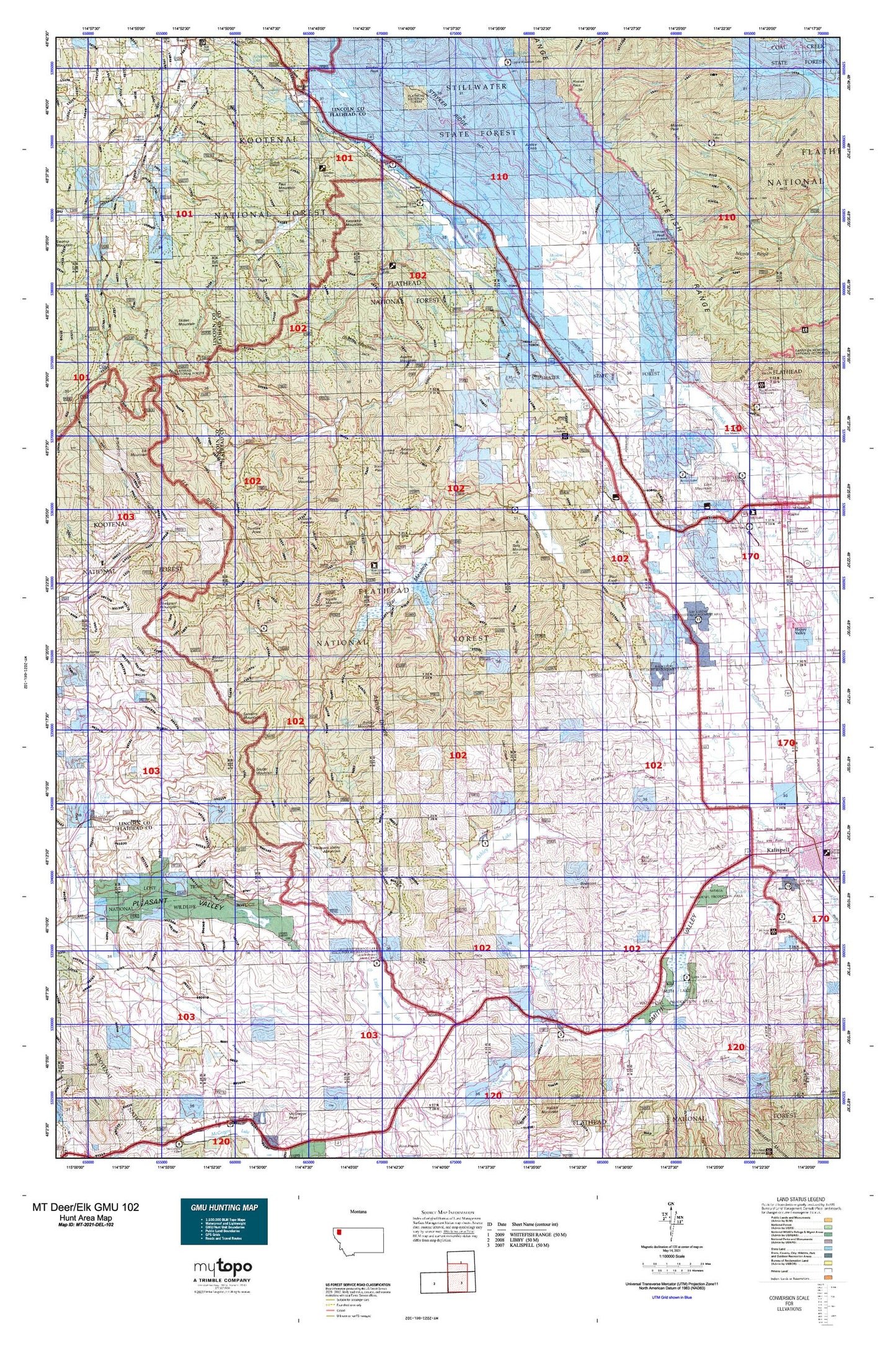 Montana Deer/Elk GMU 102 Map Image