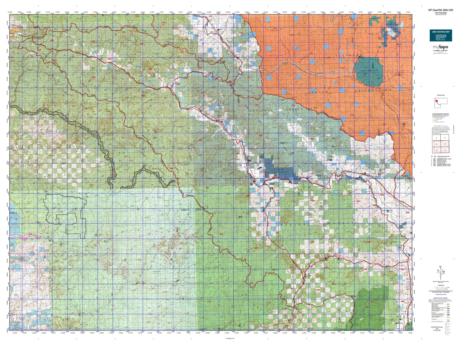 Montana Deer/Elk GMU 202 Map Image