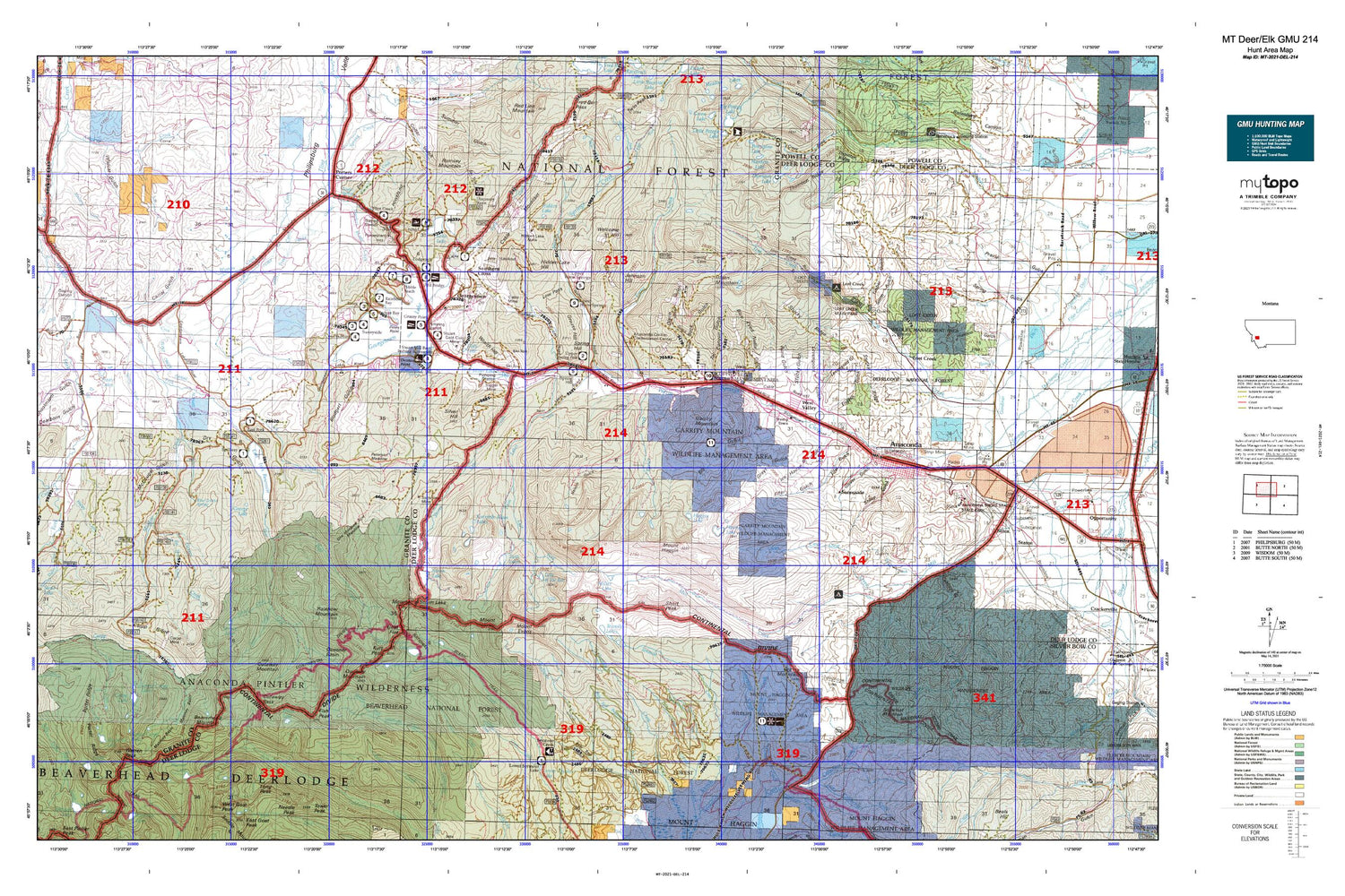 Montana Deer/Elk GMU 214 Map Image