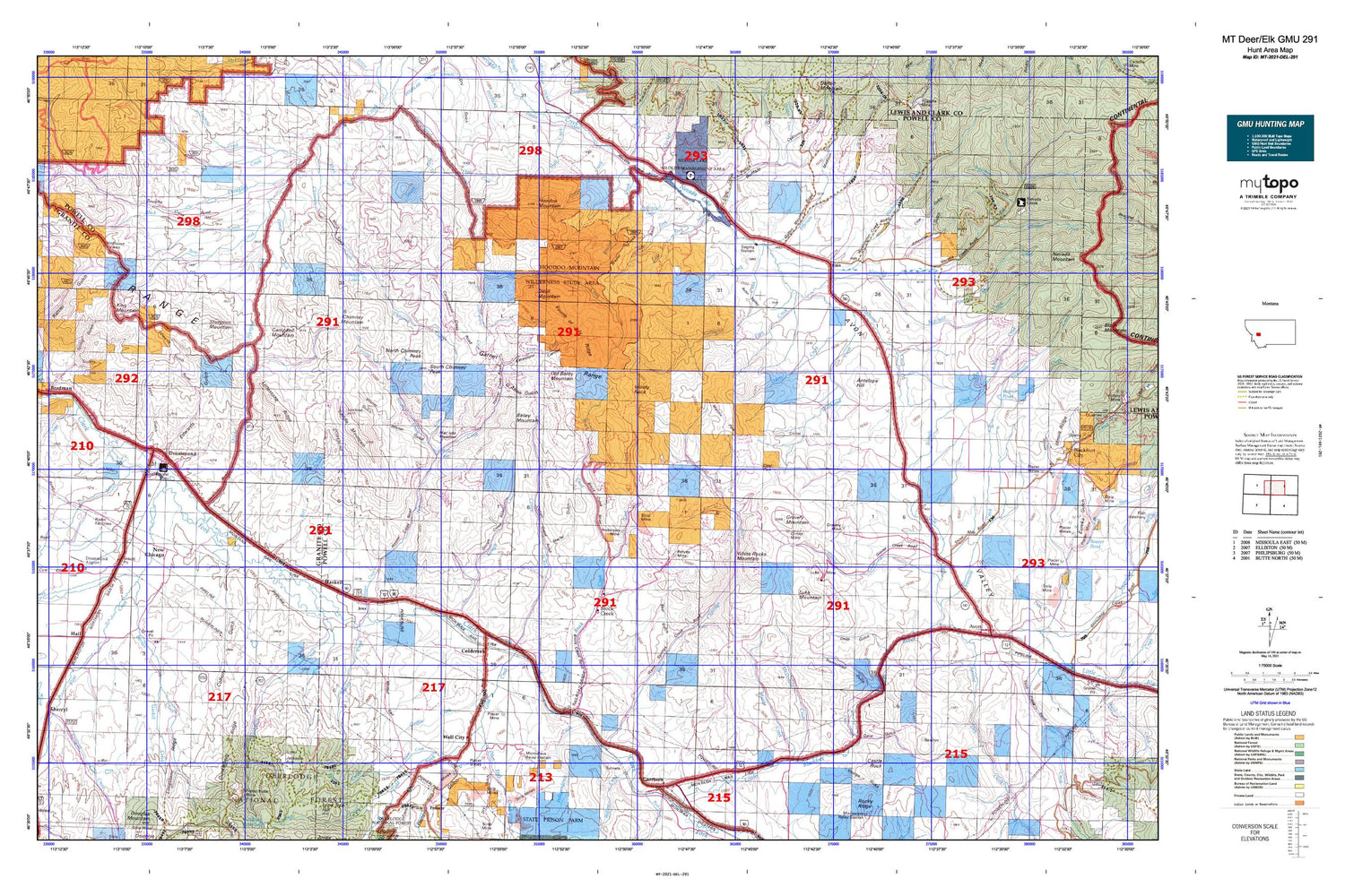 Montana Deer/Elk GMU 291 Map Image