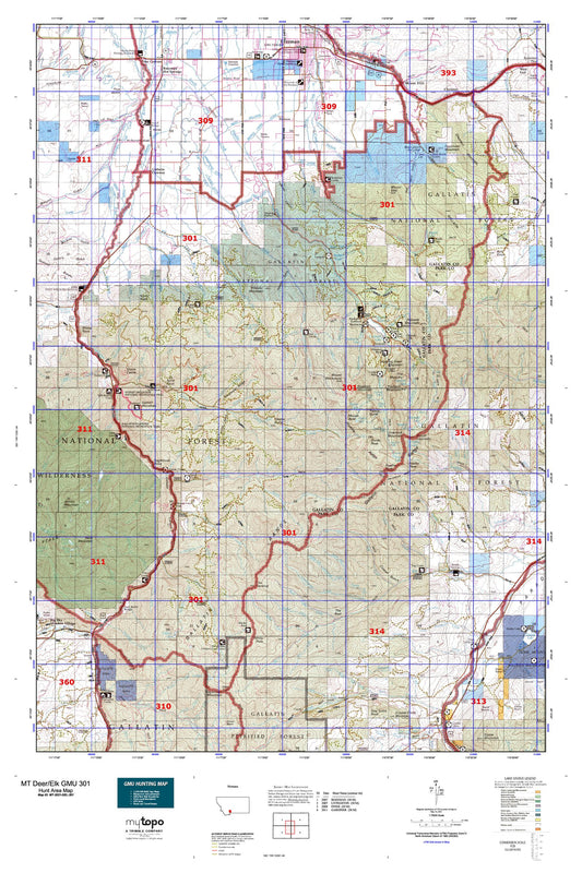 Montana Deer/Elk GMU 301 Map Image