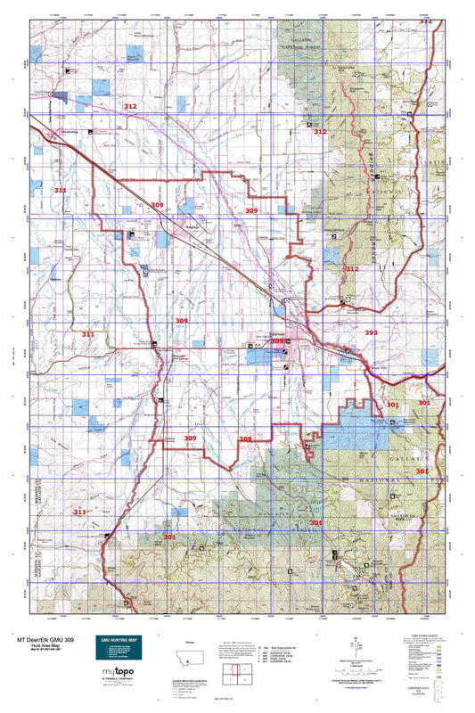 Montana Deer/Elk GMU 309 Map Image