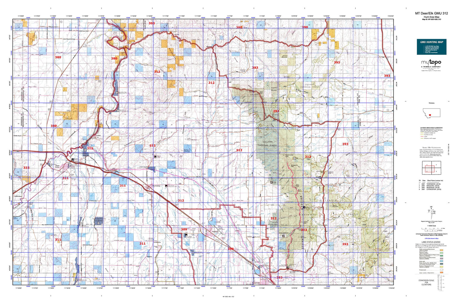 Montana Deer/Elk GMU 312 Map Image