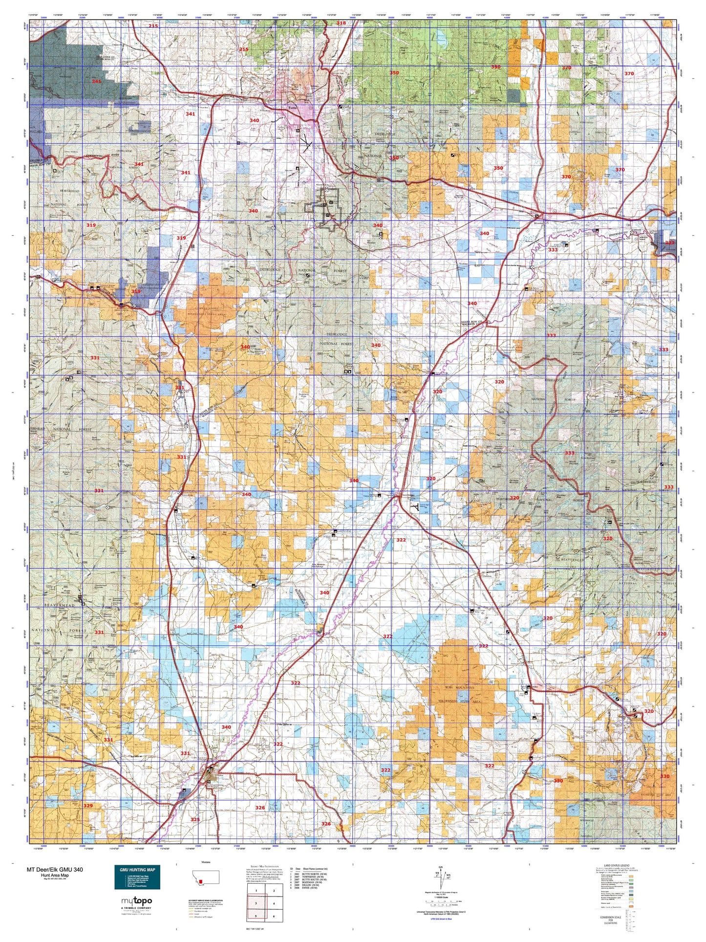 Montana Deer/Elk GMU 340 Map Image